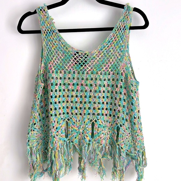NWOT UNIF Boho Tie Dye Knit Crochet Tank Top S - Picture 3 of 5